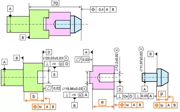 assembly part design showing gd&t symbols