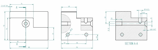 an example of cutout view in engineering drawing