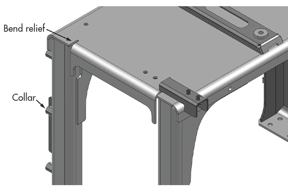 bend relief and colar for sheet metal fabrication