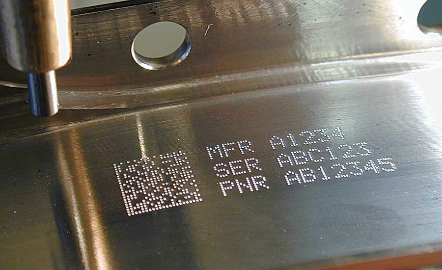 bar codes marking on a metal part