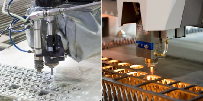 compare cost of laser cutting and waterjet cutting