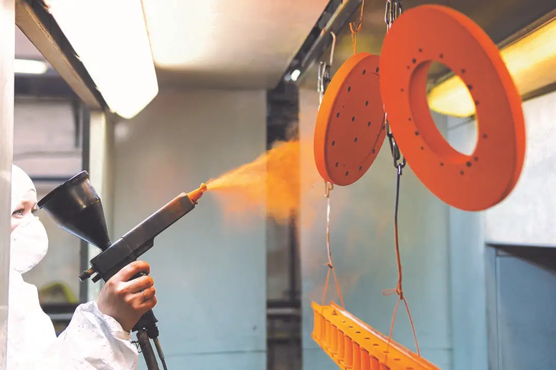Orange Powder Coat Finish for CNC Machined Components