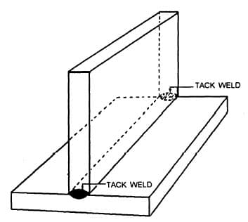 tack welded tee joint