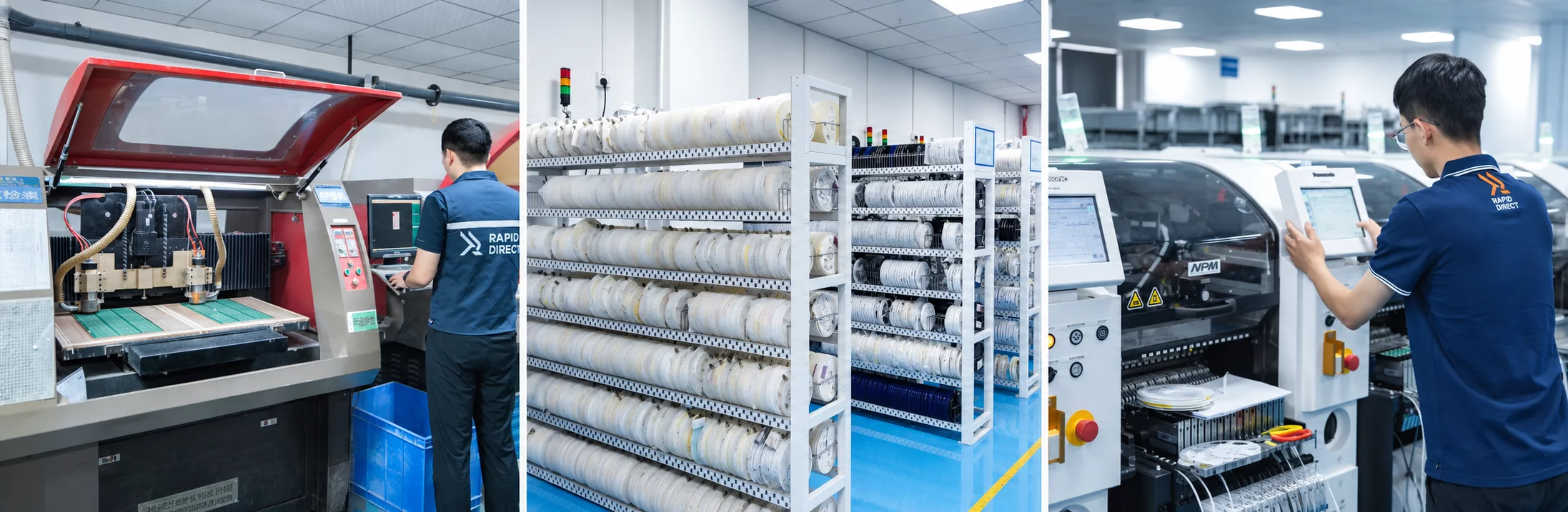 RapidDirect PCB fabrication, component sourcing and SMT assembly process
